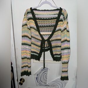 SHEIN Multicolor Striped Knit Cardigan
